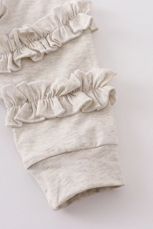 Beige Boo Ruffle Sleeve Sweatshirt