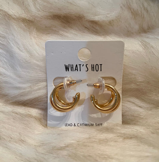 Gold 3 Hoop Earrings