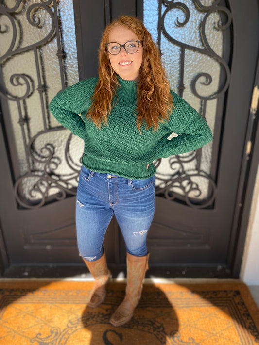 Sea Green Turtle Neck Sweater