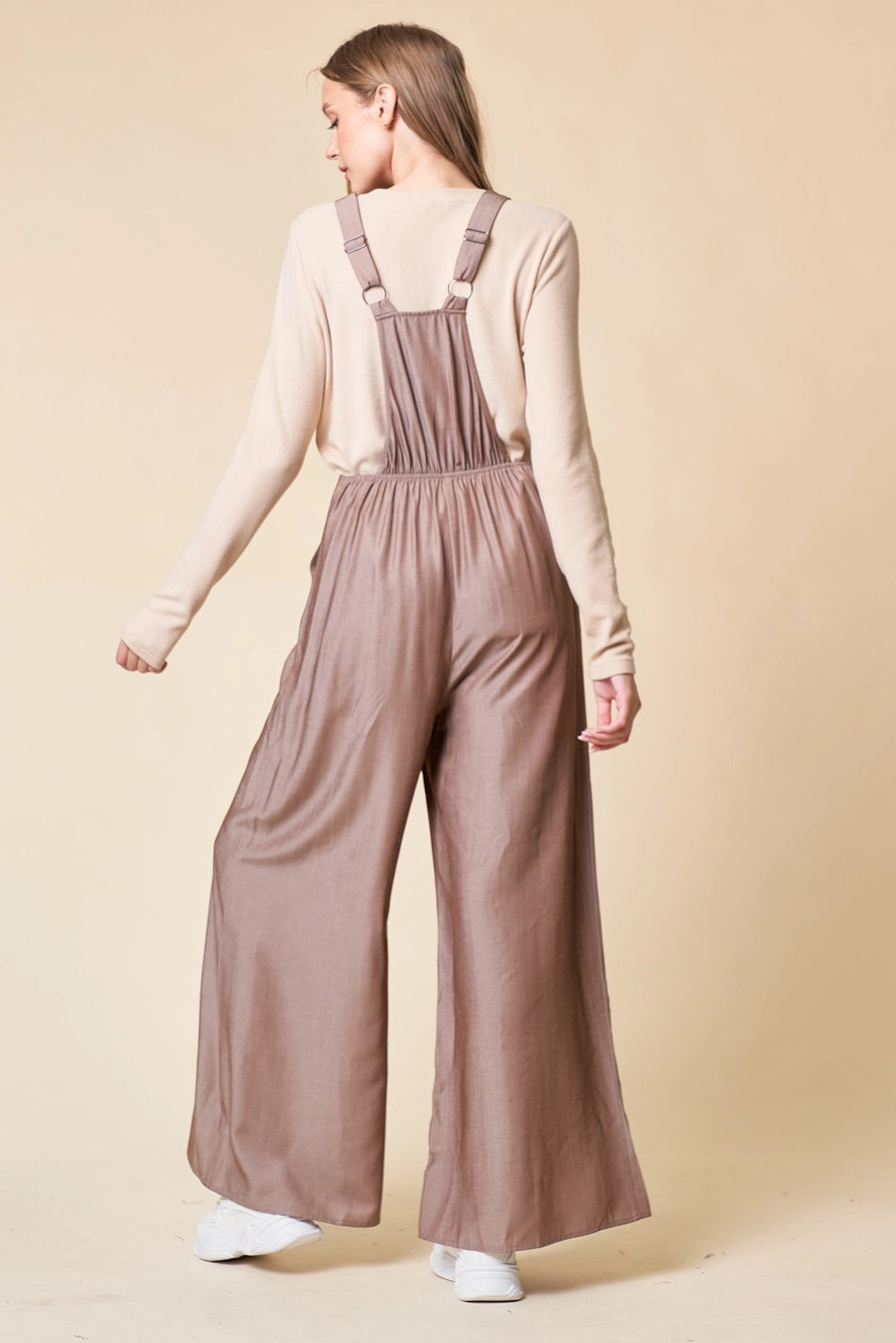 Mocha Wide Leg Overall Jumpsuit