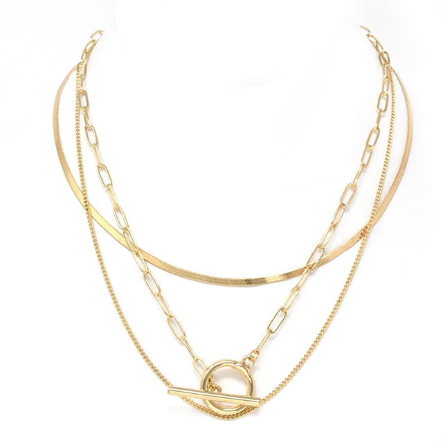 Triple Layered Gold Chain Necklace